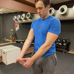 static biceps stretch from standing